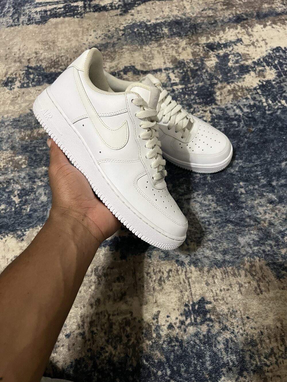 Size 8- Nike Air Force 1 Low Shoes Mens White Leather Worn Once CW2288-111